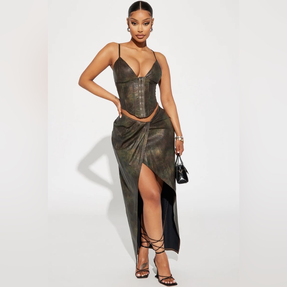 Leather skirt set